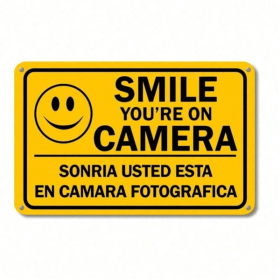 CIFbuy Home Security Camera Warning Sign Bilingual Property Surveillance Metal Sign TikTok, temu pick-up service