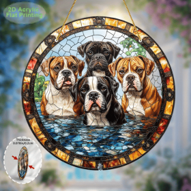 CIFbuy Acrylic Boxer Dog Wall Art Stained Glass Style Pet Home Decor(TikTok, temu pick-up service)