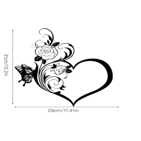 CIFbuy Vintage Heart Shaped iron Wall Art with Roses Butterflies Floral Decor for Living Room Bedroom Home Office (TikTok, temu pick-up service)