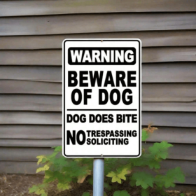 CIFbuy BiteGuard Pro Beware of Dog Sign Deterrent Warning Plaque Home Security Outdoor Indoor Funny Halloween Yard Wall Decoration (TikTok