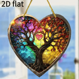 CIFbuy Colorful Acrylic Sun Catcher Tree of Life Heart Stained Glass Style Wall Window Hanging Art Home Decor Gift (TikTok, temu pick-up service)