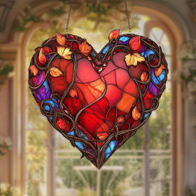 CIFbuy 7.87 Inch Vibrant Acrylic Heart Sun Catcher Window Garden Balcony Home Decor(TikTok, temu pick-up service)